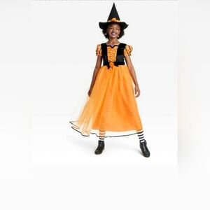 Halloween Costume Hyde Eek Girl Fancy Orange Witch Large 10-12 New